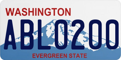 WA license plate ABL0200