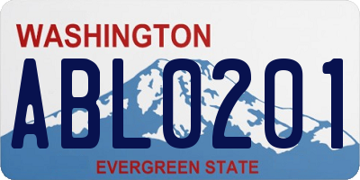 WA license plate ABL0201
