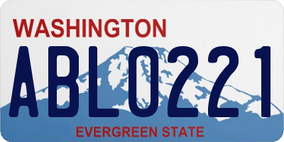 WA license plate ABL0221