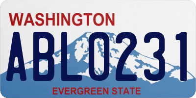 WA license plate ABL0231