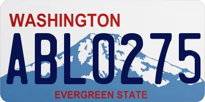 WA license plate ABL0275