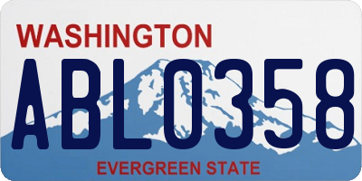 WA license plate ABL0358
