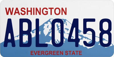 WA license plate ABL0458