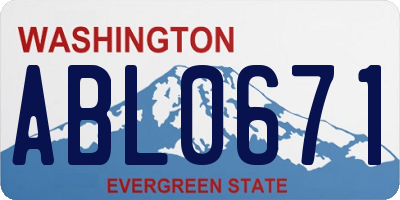 WA license plate ABL0671