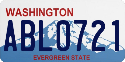 WA license plate ABL0721
