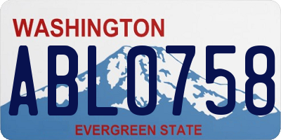 WA license plate ABL0758