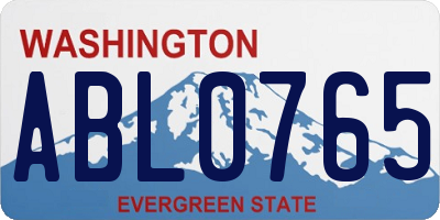 WA license plate ABL0765