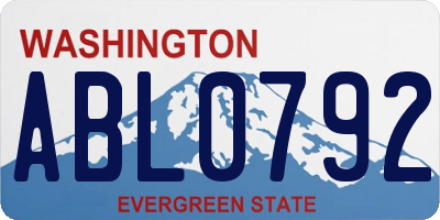 WA license plate ABL0792
