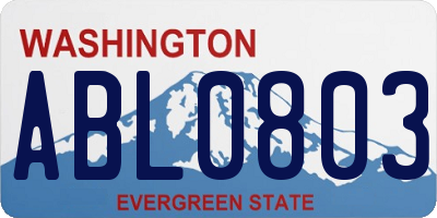 WA license plate ABL0803