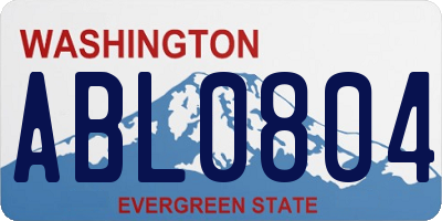 WA license plate ABL0804