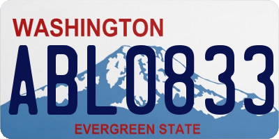 WA license plate ABL0833