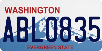 WA license plate ABL0835