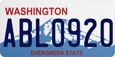 WA license plate ABL0920