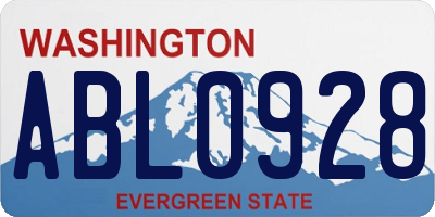 WA license plate ABL0928