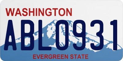 WA license plate ABL0931