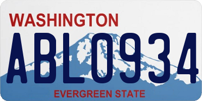 WA license plate ABL0934