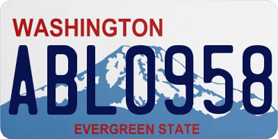 WA license plate ABL0958