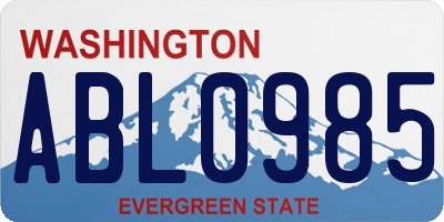 WA license plate ABL0985