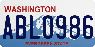 WA license plate ABL0986