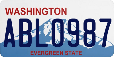 WA license plate ABL0987