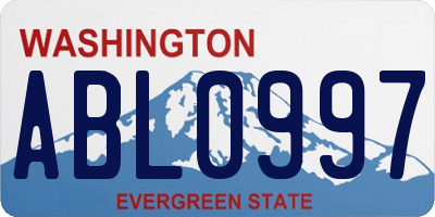 WA license plate ABL0997