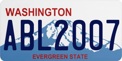 WA license plate ABL2007