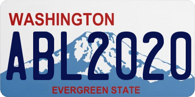 WA license plate ABL2020