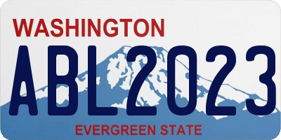 WA license plate ABL2023