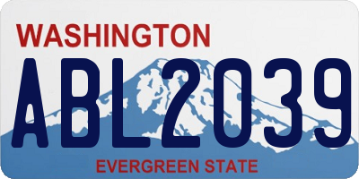 WA license plate ABL2039