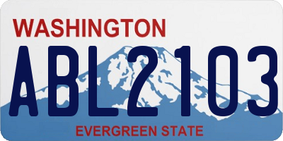 WA license plate ABL2103