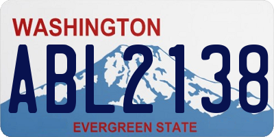 WA license plate ABL2138