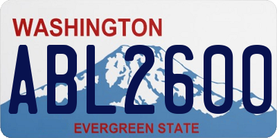 WA license plate ABL2600