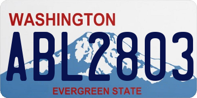 WA license plate ABL2803