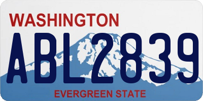WA license plate ABL2839
