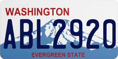 WA license plate ABL2920