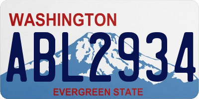 WA license plate ABL2934