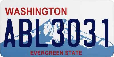 WA license plate ABL3031