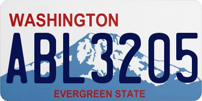 WA license plate ABL3205