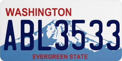 WA license plate ABL3533