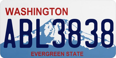 WA license plate ABL3838