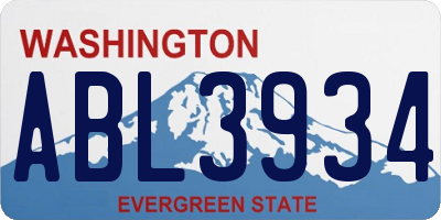 WA license plate ABL3934