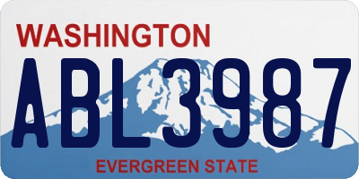 WA license plate ABL3987