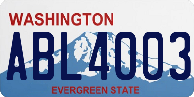 WA license plate ABL4003