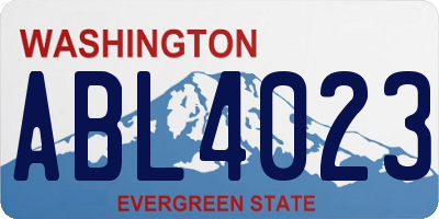 WA license plate ABL4023