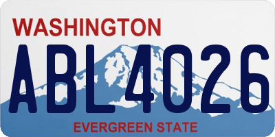 WA license plate ABL4026
