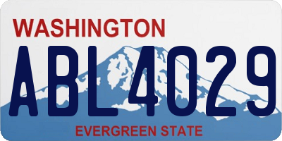 WA license plate ABL4029
