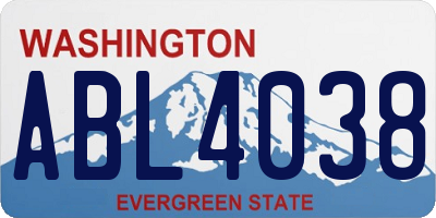 WA license plate ABL4038