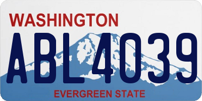 WA license plate ABL4039