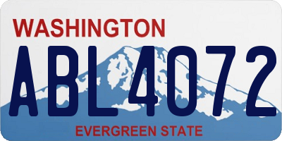 WA license plate ABL4072
