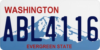 WA license plate ABL4116